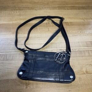 Bolzano Black Leather Mini Zip Crossbody Purse Size XS With Charm Zipper